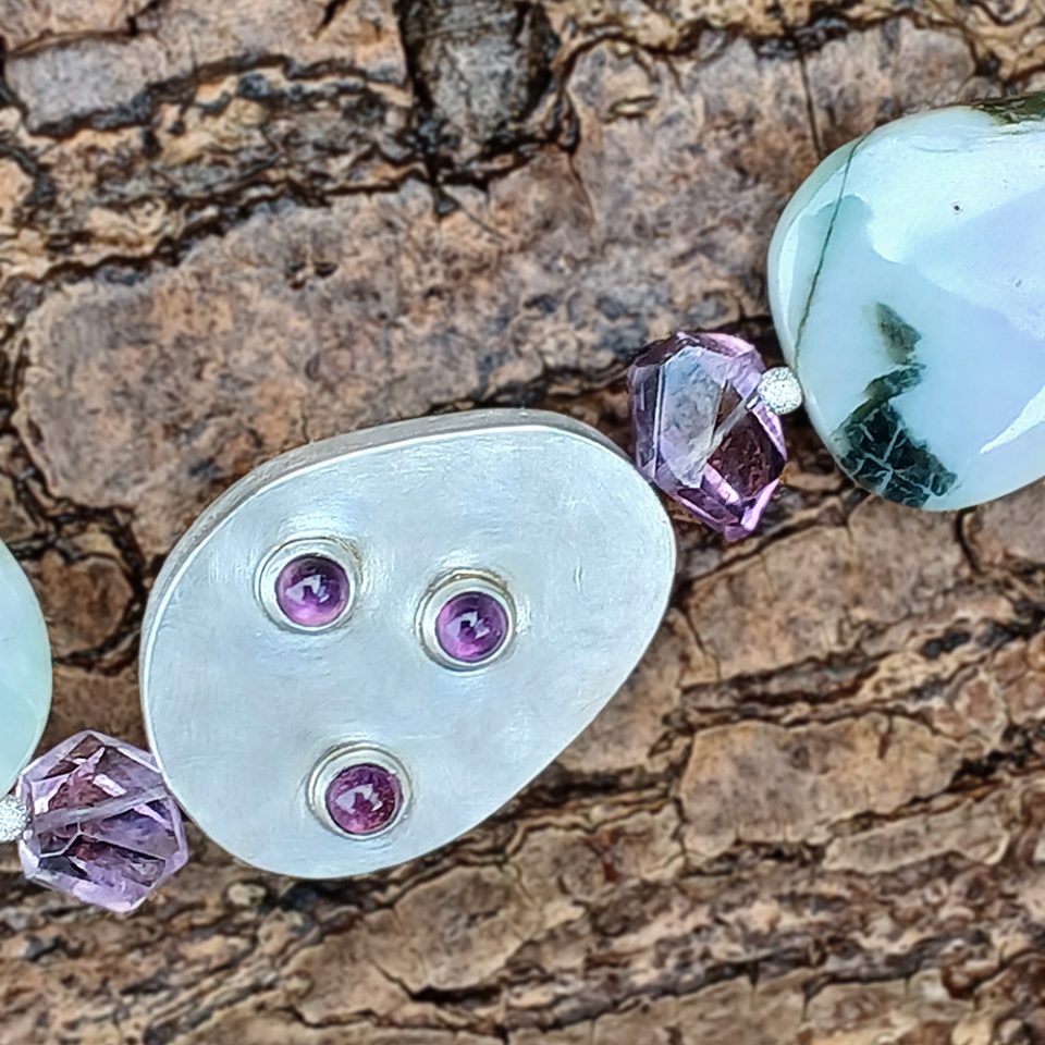 Jade- Amethystkette 925er Silber