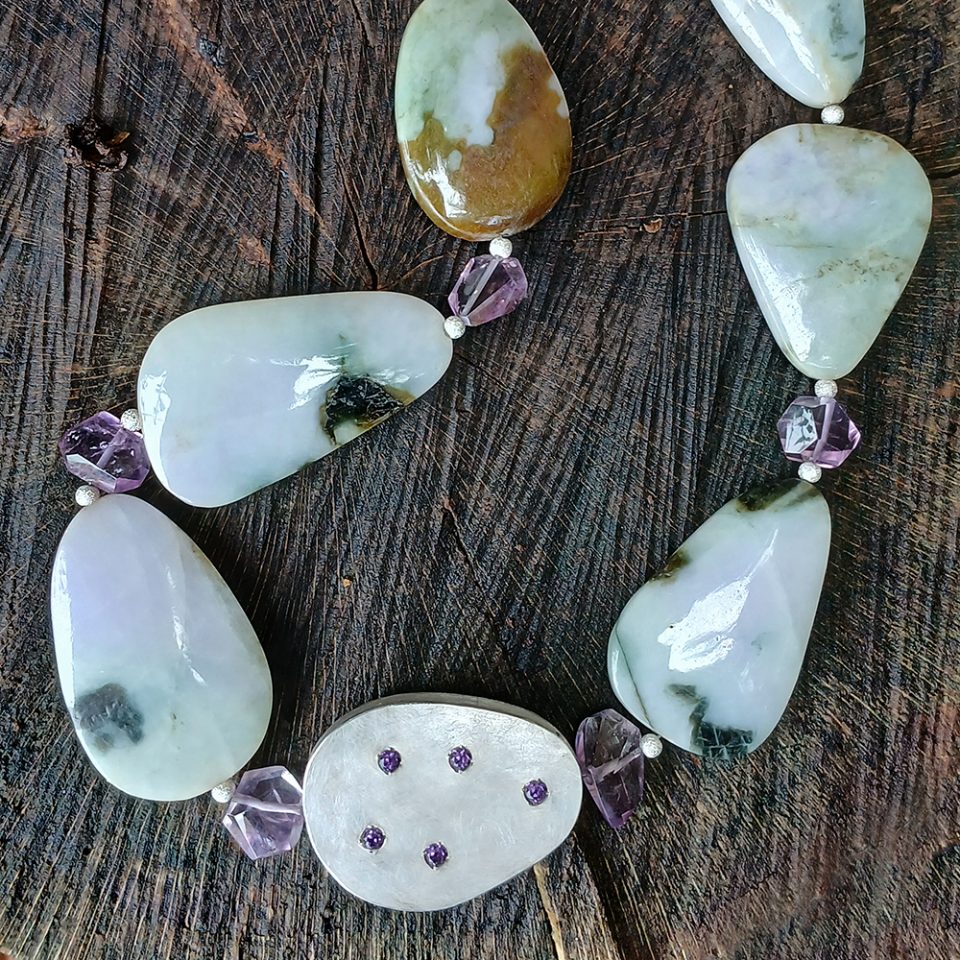 Jade - Amethystkette 925er Silber
